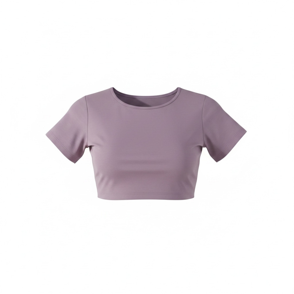 NVGTN Women's Purple Short Sleeve Open Back Cropped Workout Top Size S